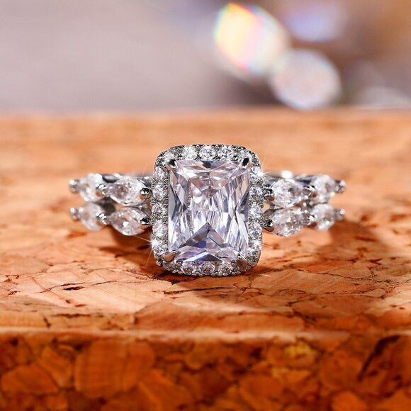 🔥925 Silver Plated CZ High Quality Proposal Noble Ring, MLNN1171 - Picture 5 of 6